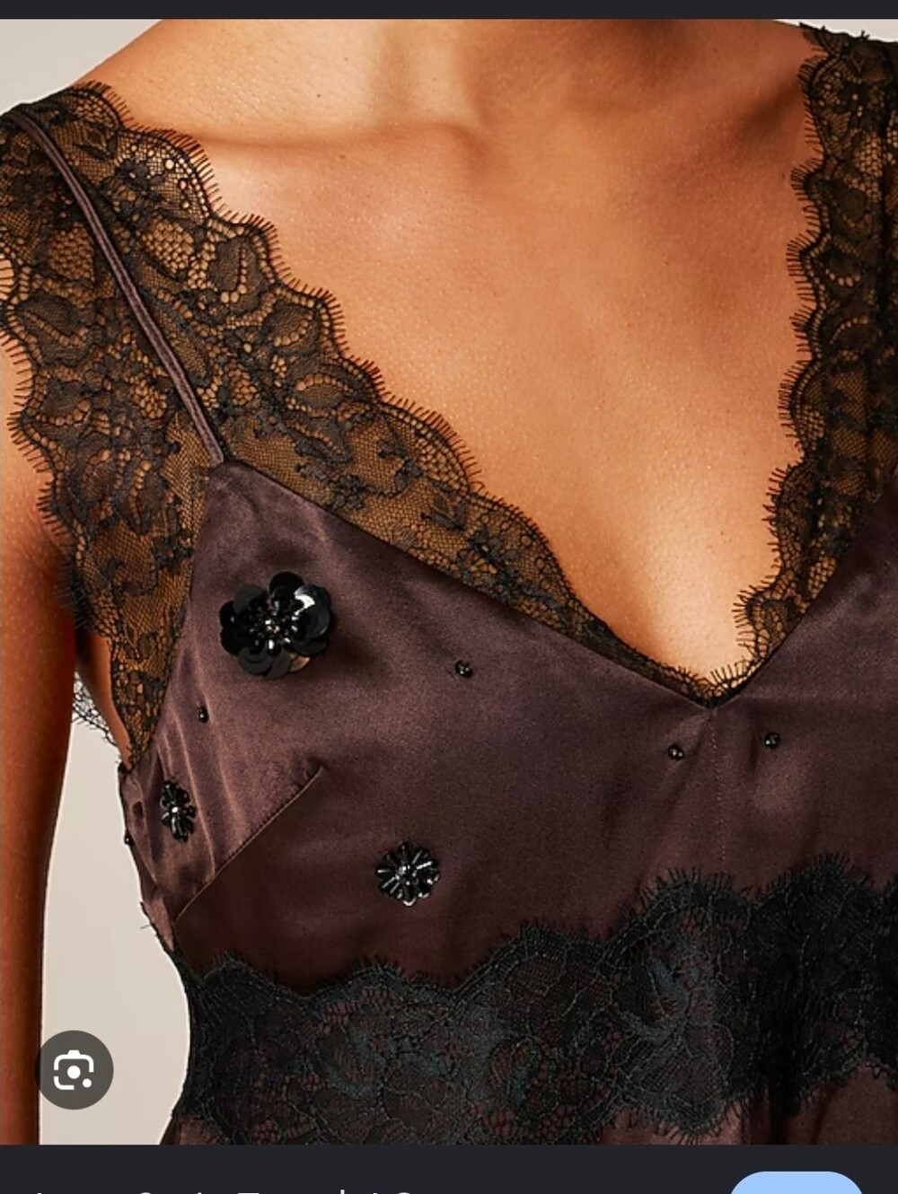 J.Crew Embellished Lace-Trim Tank Top in Luster Charmeuse | Size 2 | NWT
